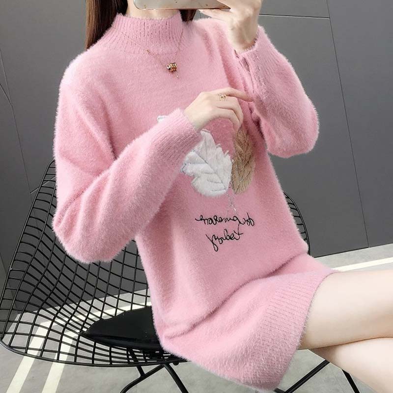 Pulover pentru Femei Toamnă Iarnă Îngroșat Cald Tricotat Elastic Mânecă Lungă Topuri