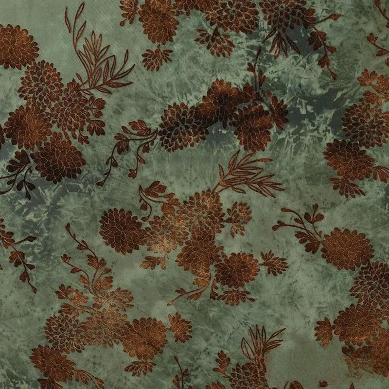 Tecido de Malha Flocado Verde Saree Africano Tecido de Tule Dirac Tecidos de Veludo Jacquard Tecido George Nigeriano para Vestido DIY Roupas