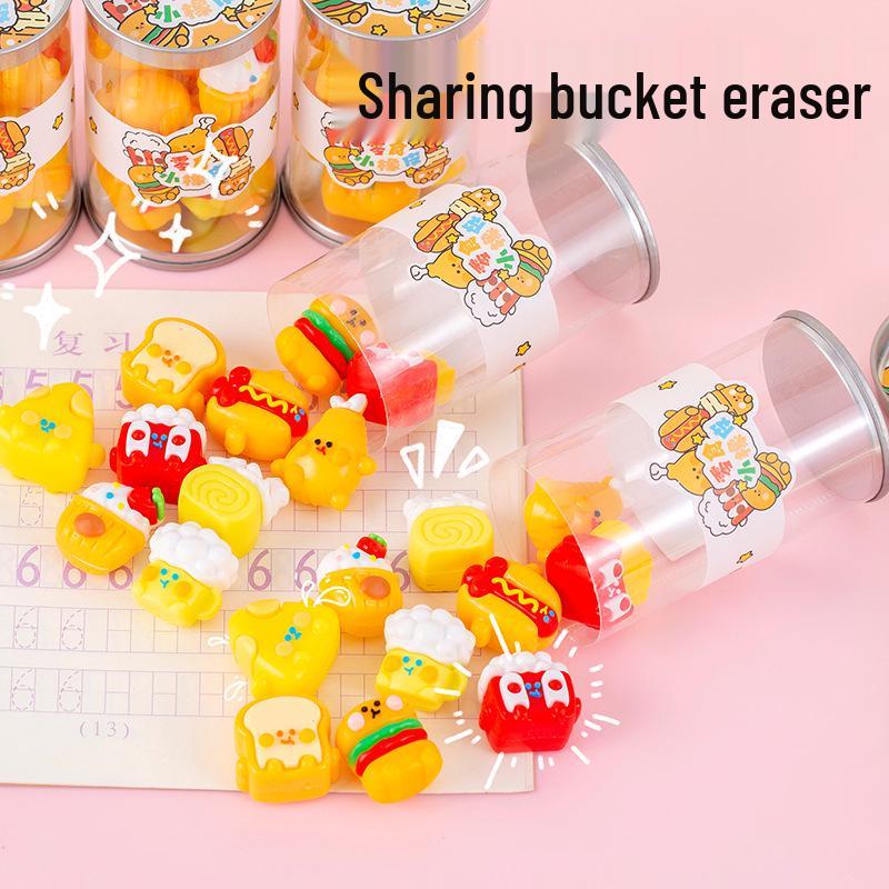 Creative 3D Cartoon Hamburger Eraser - Realistic, Student-Friendly, Great for Rewards, Clean Effective Stationery.