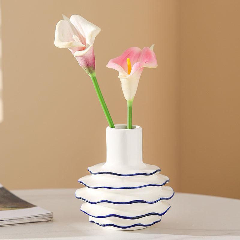 

Nordic Stripes Creative Ceramic Vase for Water Plants Home Decor Living Room