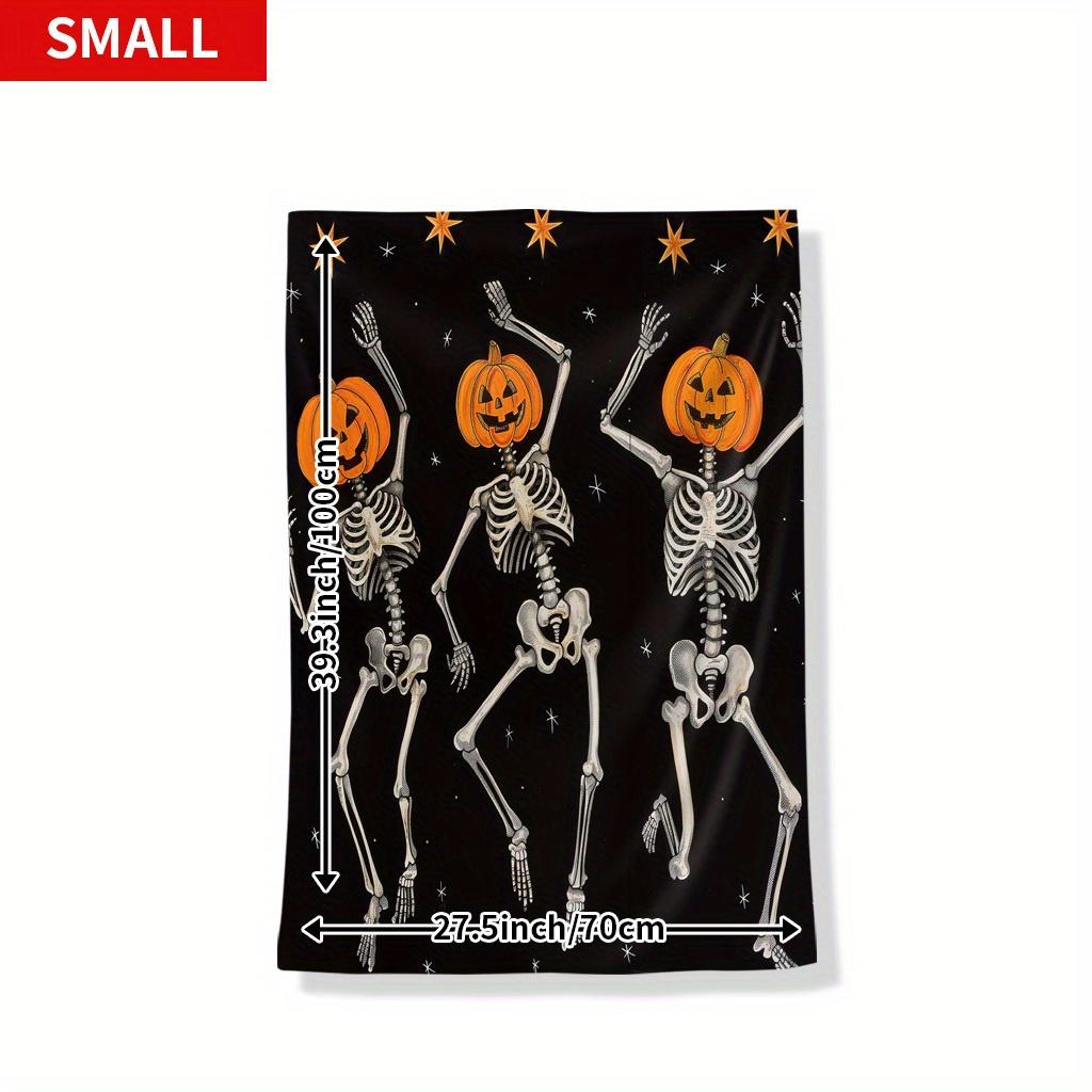 Spooky Pumpkin Skeletons Halloween Theme Blanket - Cozy Warm Holiday Decorative Throw for Naps, Camping, Travel & Car