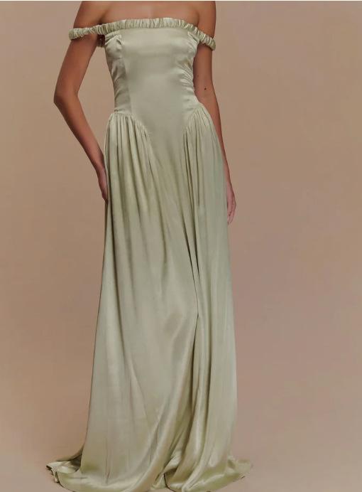 European and American Shrink Pleated Waist A Pendulum Net Color Satin Dress 2026 New High Waist Slim Dress Long Dress