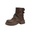 Short boots children's new autumn and winter pleated knight boots thick-soled versatile boots women's pile student boots