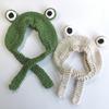 Cute for Frog Hat Big Ears Headgear Cartoon Knitted Hat Winter Warm Headdress