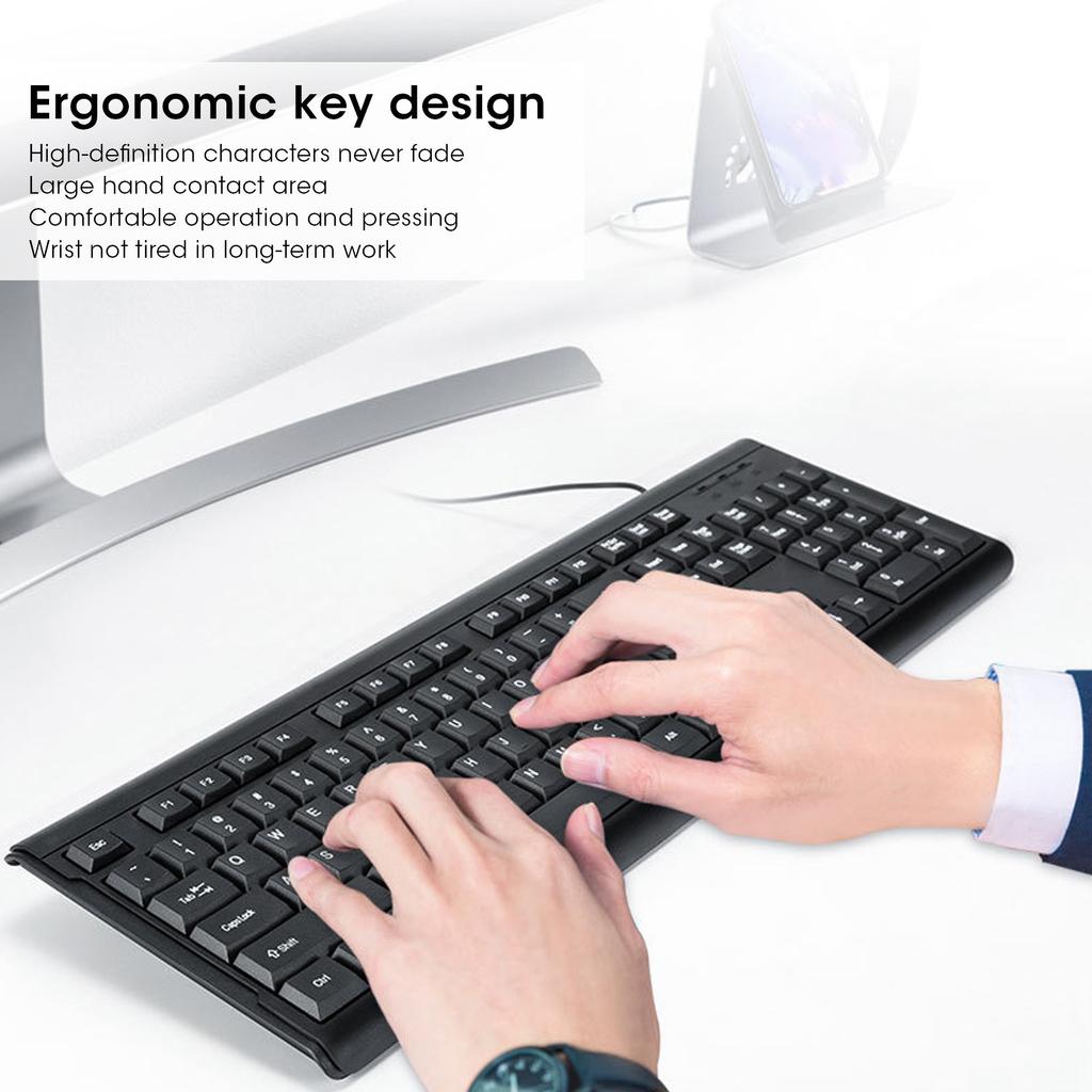Computer Accessories USB Wired Keyboard USB Wired Keyboard 104 Keys Silent Business Mute Key Board PC Laptop Computer T15