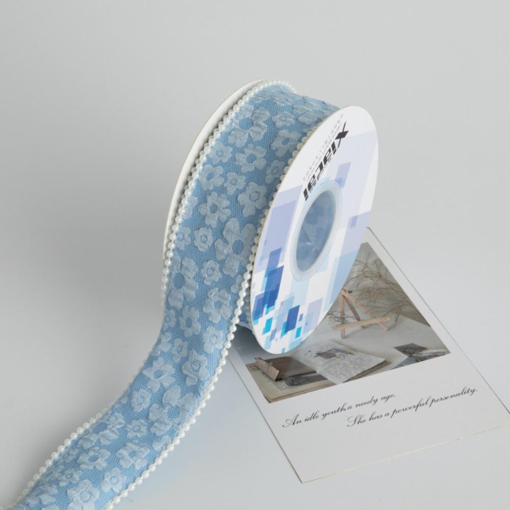 

5Yard 4cm Flower Trim Ribbon Lace Embroidery Dopamine Gift Wrapping Ribbon DIY Photo Props Applique Sewing Craft небесно-голубой