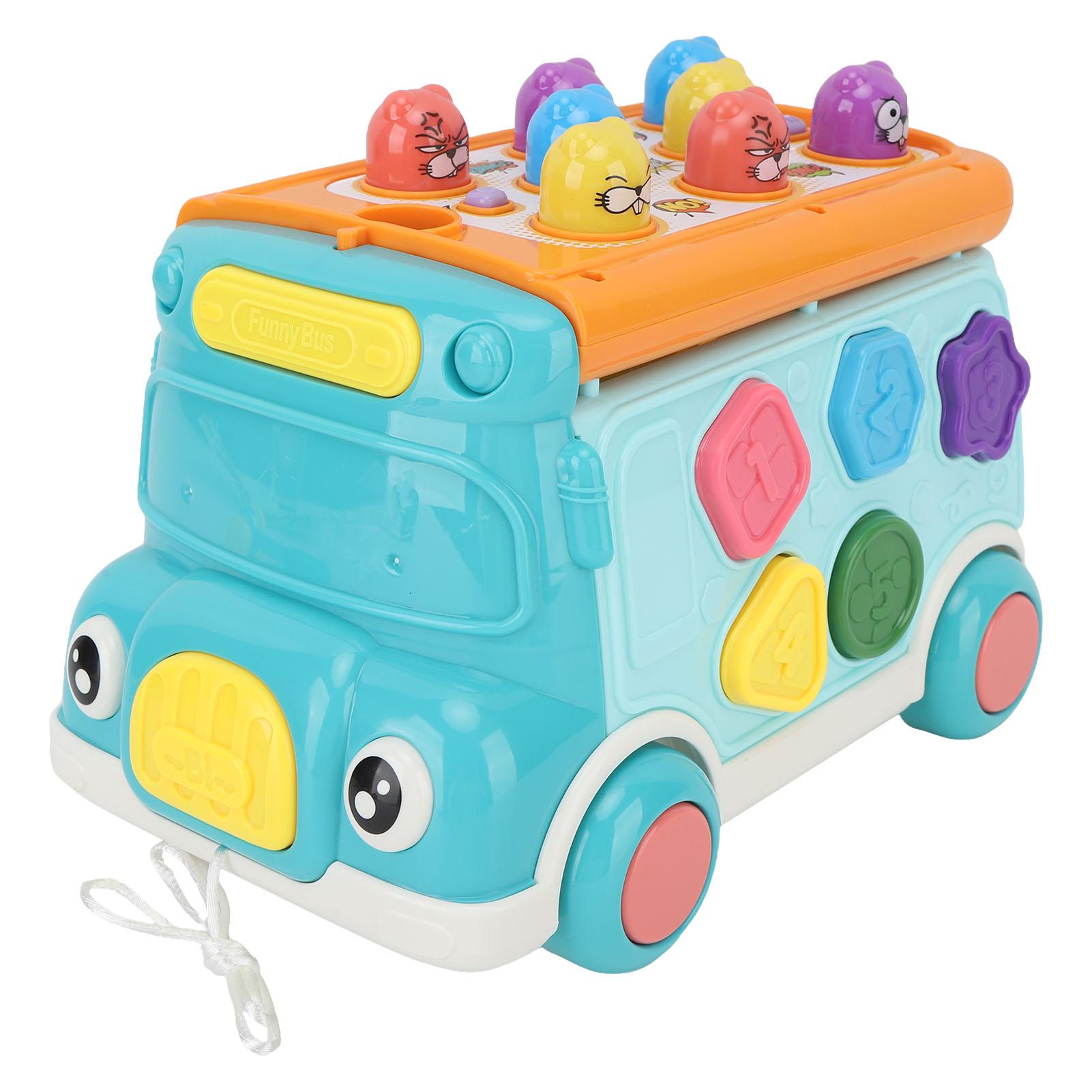 Bus Hammering Pounding Toy Multifunctional Educational Hammering Game Musical Light Up Learning Toy for Early Baby Sensory Development