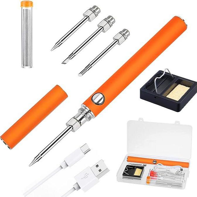 Portable Adjustable Temperature Cordless Soldering Iron Kit with 3 Tips, Rechargeable