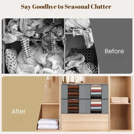 Clothes Storage Bag with Reinforced Handles Zipper Close Large Capacity Blanket Bed Sheets Organizer Foldable Storage Bin