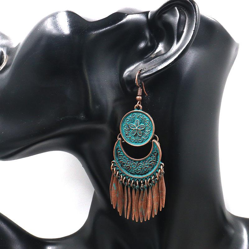 SCIONE Fashionable Flower Earrings Ladies Metallic Tassel Pendant Earrings Charm Earrings