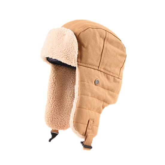 Lei Feng Hat Thickened Inner Lining Solid Color Buckle Closure Versatile Tarp Hat with Ear Protection Daily Clothing