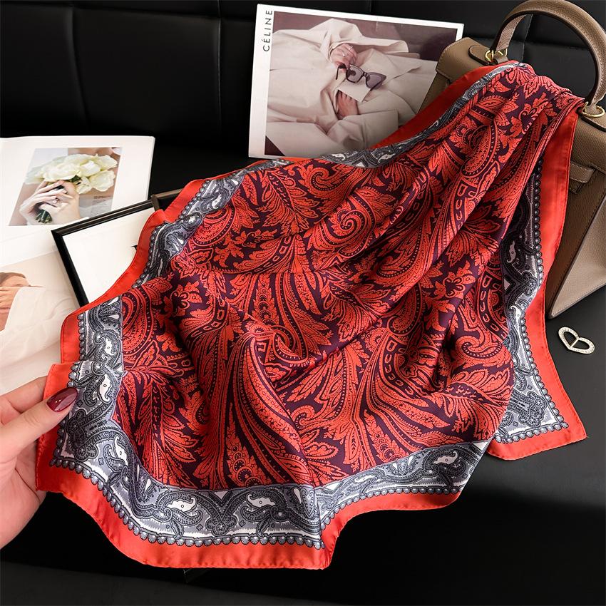 

Винтажный платок с принтом пейсли, маленький квадратный, из искусственного шелка, тонкий шейный платок, этнический стиль, солнцезащитный платок на голову для женщин 70x70cm