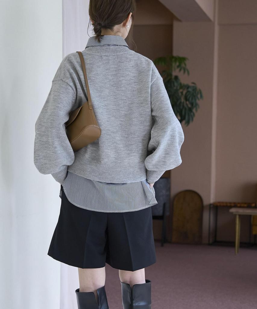 ROPE PICNIC Knit Pullover Logo Embroidered Knit GDM64000 Light Gray [WEB Exclusive] Mid-Gauge Pullover/Anti-Static/Machine Washable, Women's (08)