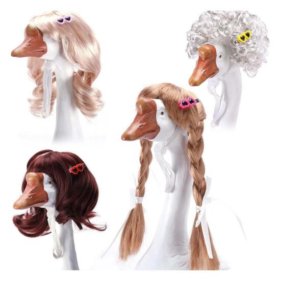 3/4Pcs Porch Goose Wig with Elastic Drawstring Lawn Goose Outfit DIY Outdoor Garden Patio Yard Goose Statue Hairpiece Decoration Accessories