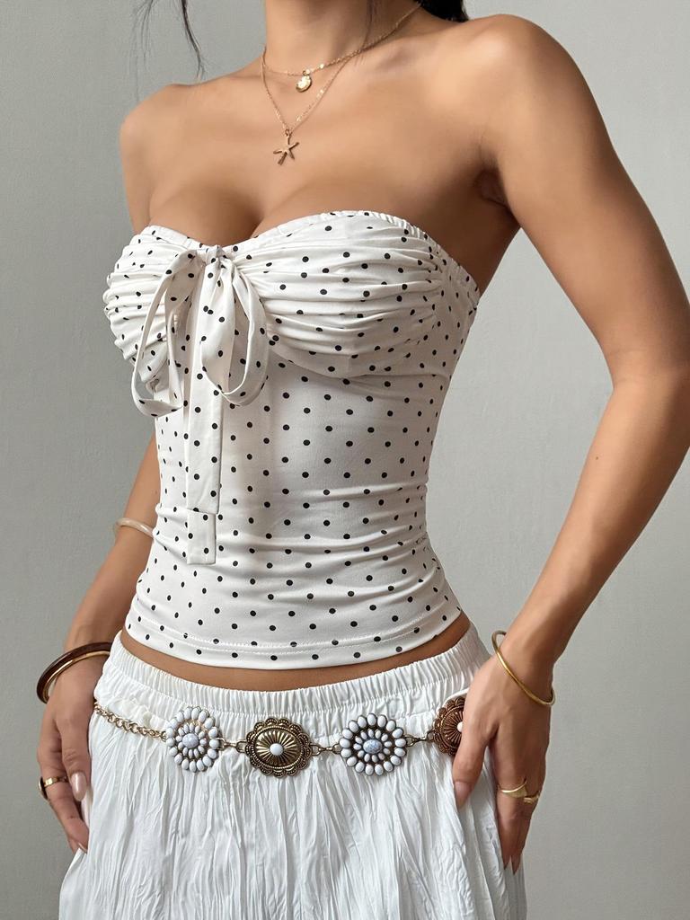 Women's Summer Polka Dot Backless Bandeau Top