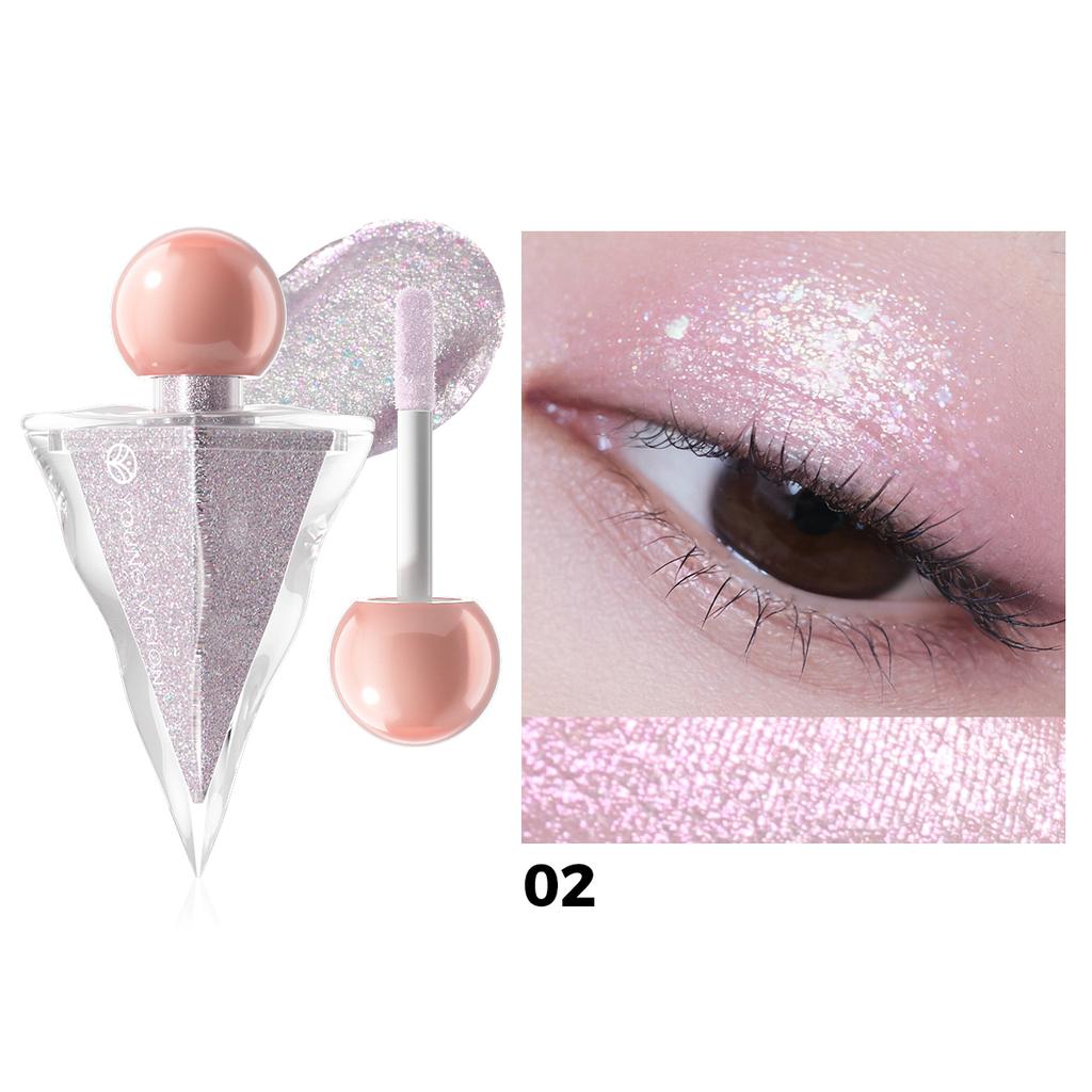 6-kleurige Driehoek Vloeibare Oogschaduw, Parelmoer Fijn Glitters, Heldere en Glanzende Vloeibare Oogschaduw, Gezichtsmake-up, Roze Paarse Sexy Oogschaduw