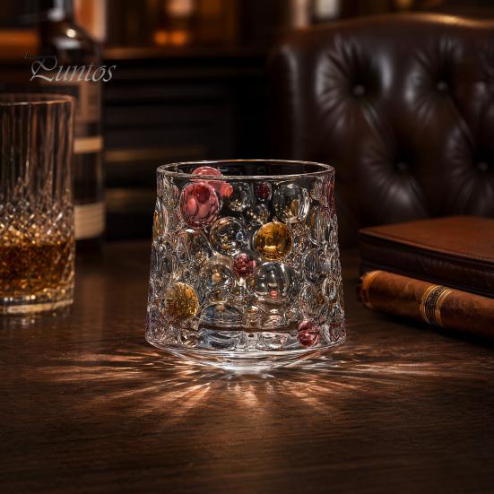 Ποτήρι Whiskey Swirl Περιστρεφόμενο Ποτήρι, Χειροποίητο Περιστρεφόμενο Ποτήρι με 360-μοίρες Περιστροφή Ανάγλυφη Βάση Ποτηριών από Απομίμηση Κρυστάλλου, Ποτήρι Λικέρ για Οικιακό Μπαρ