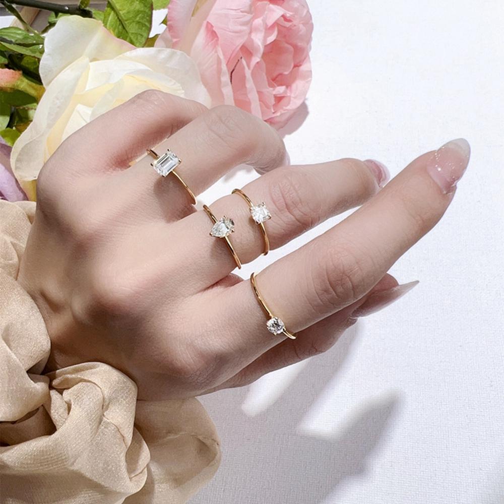 Vinregem 925 Sterling Silver 3EX VVS1 D Color Round Cut 4 MM 0.25CT Real Moissanite Diamonds Women Ring Wedding Party Fine Jewelry Gifts
