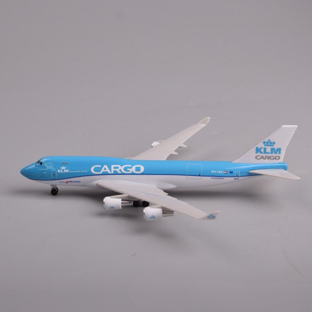 20cm KLM B747 Cargo Airplane Model Toy Kit Cabin Door Openable with Stand and Wheel for Display Collection or Adult Gift