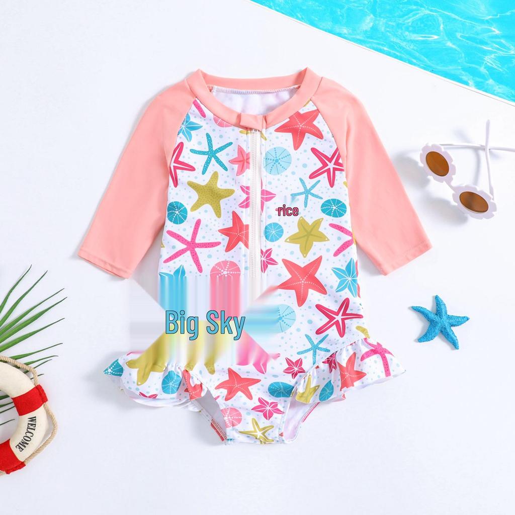 Girls' One-Piece Swimsuit Set with Sun Protection