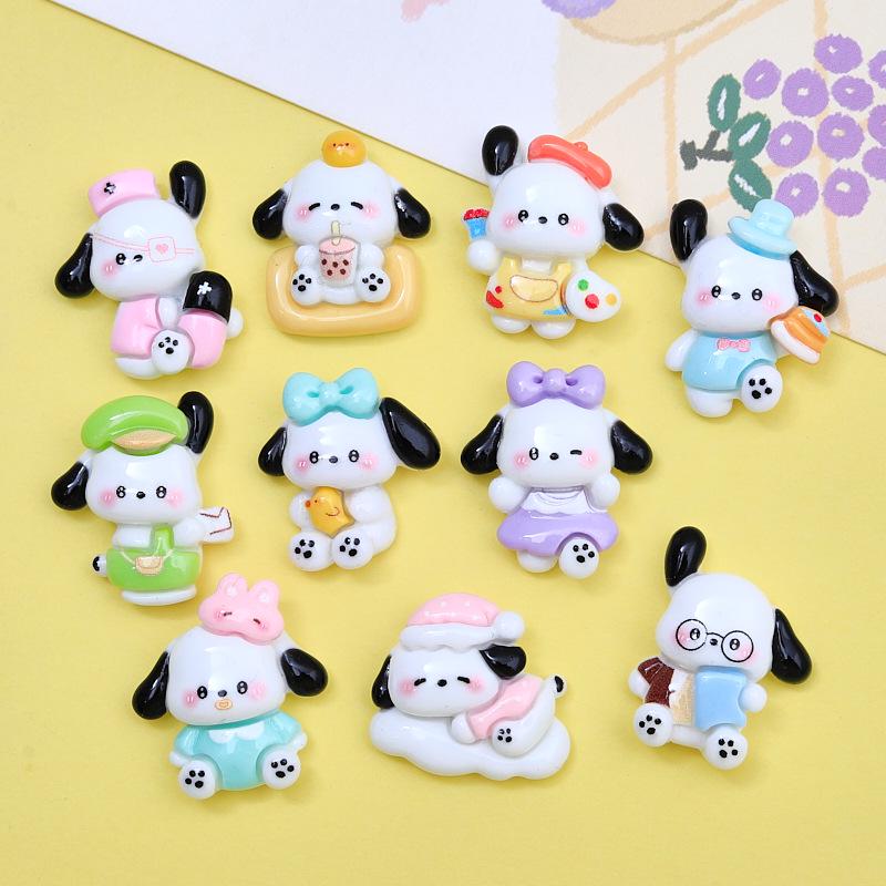 Cartoon White Dog Shoe Buckle & Hair Clip Resin Accessories for DIY Ornaments