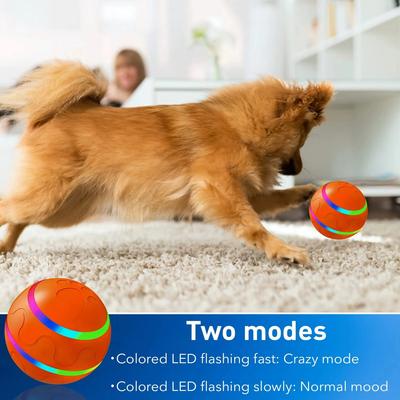 Aktiver Rollball für Hunde - 2,2" Robuster bewegungsaktivierter interaktiver Hundeball für Welpen/kleine/mittelgroße Hunde, USB-wiederaufladbarer Ball