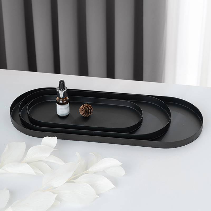 Elegant Oval Metal Decorative Tray Jewelry & Key Storage Tray Dish Plate Tea Fruit Serving Trays Cosmetics Organizer Bathroom