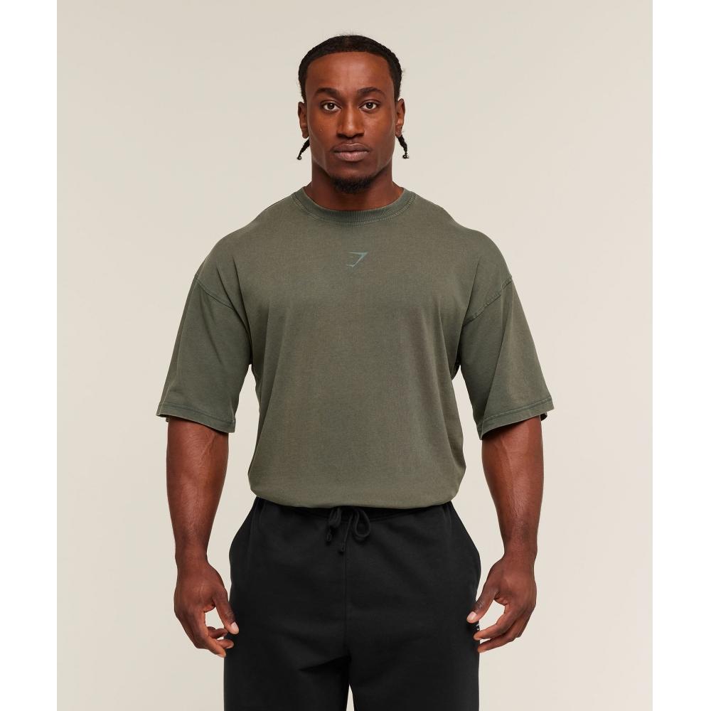 Gymshark Power Washed T-Shirt Gs sTrengTh Grün A2c9f Ecjh