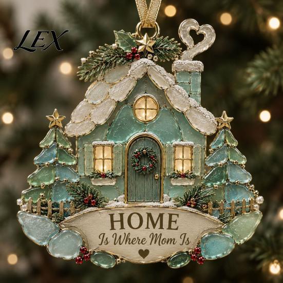 Holiday Atmosphere Decorations Sea Glass Family Ornament, Mother Daughter Sisters Acrylic Hanging Decoration, Home Is Festival Gift Ideas Where