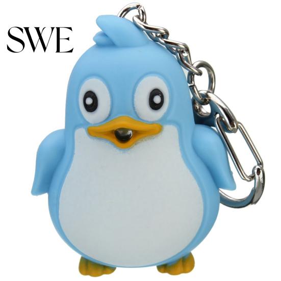 Cute Animal Penguin LED Light with Sound Key Chain Ring Torch Xmas Gift