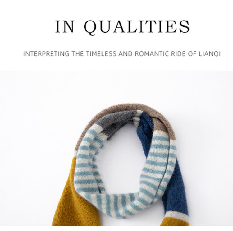 Women's Korean Style Cashmere Scarf - Contrasting Colors, Pure, Warm, and Versatile for Autumn/Winter