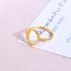 Gold-Plated S925 Sterling Silver Oval Open Ring with Filigree and Pave Design
