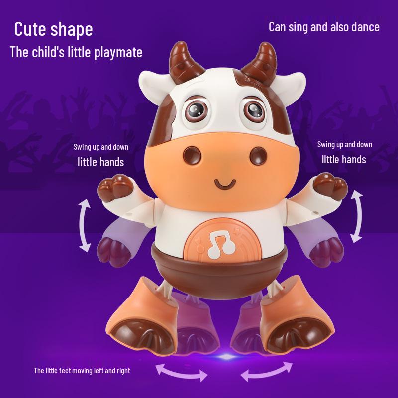 Adorable Singing and Dancing Cow Robot with Lights - Children's Electric Toy