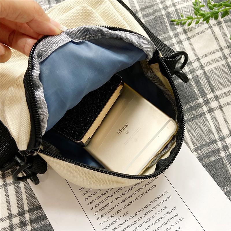 Korean Version Canvas Bag, Female Messenger Bag, Small Bag, Cute Student Backpack 2025 New Trendy Student Harajuku Shoulder Bag