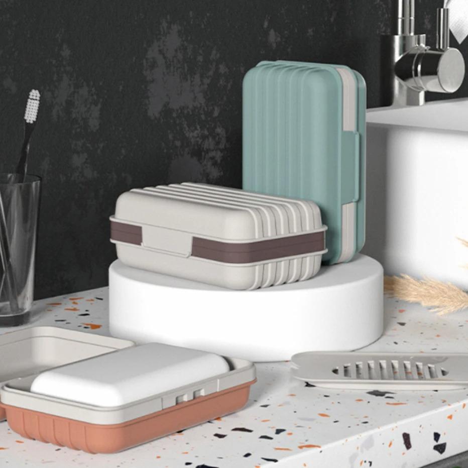 Portasapone da Bagno con Coperchio Casa Scatola di Sapone in Plastica Mantiene il Sapone Asciutto Portasapone Essenziali da Viaggio