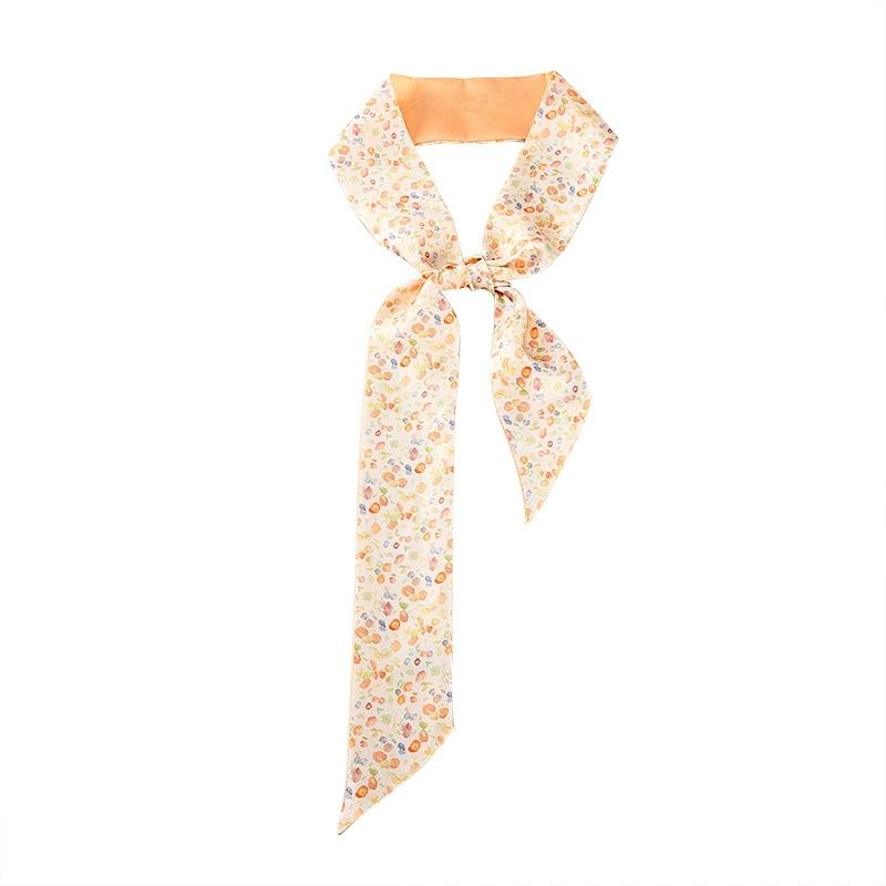 6*125CM Long Luxury Design 100% Silk Scarf Women Sweet Hair Tie Skinny Bag Scarves Neckerchief