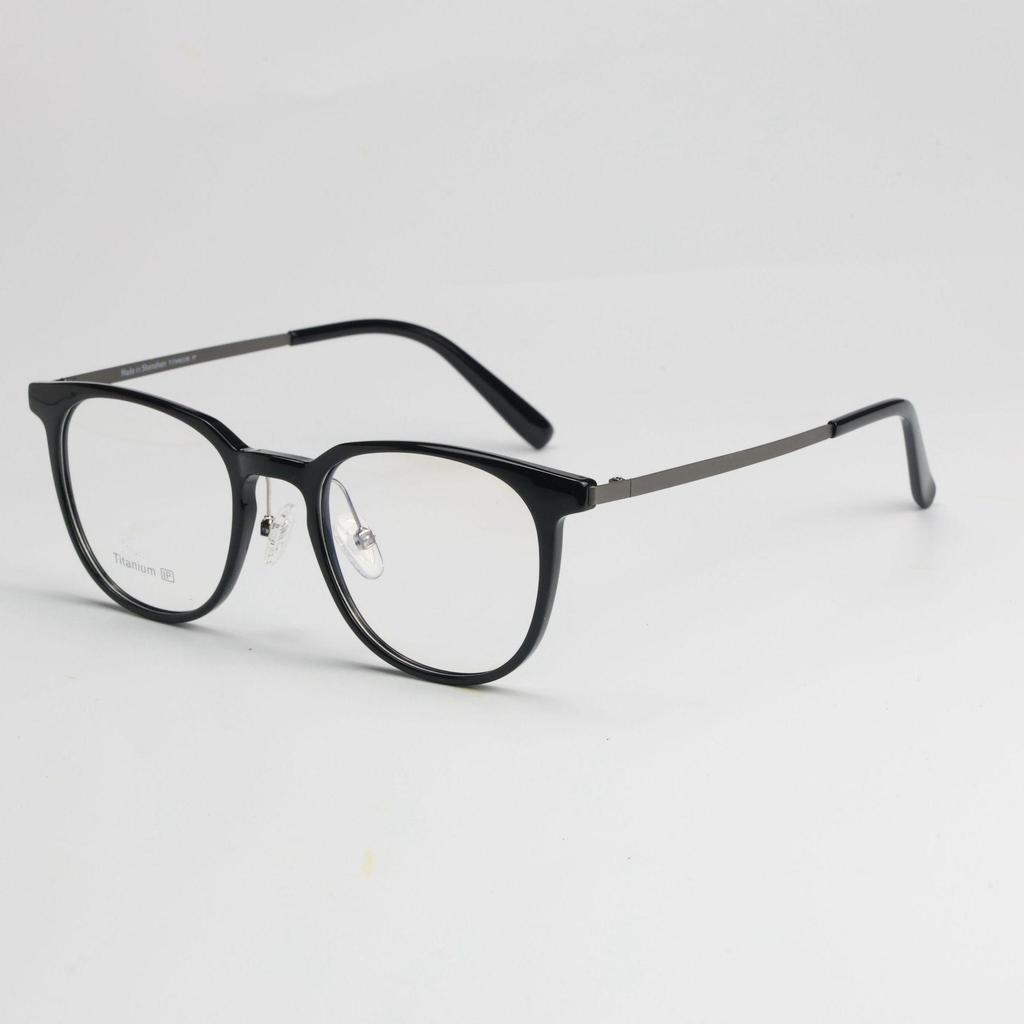 Unisex Pure Titanium Eyeglass Frames with Full-Frame and Acetate TR Options for Myopia, Compatible with Prescription Lenses.