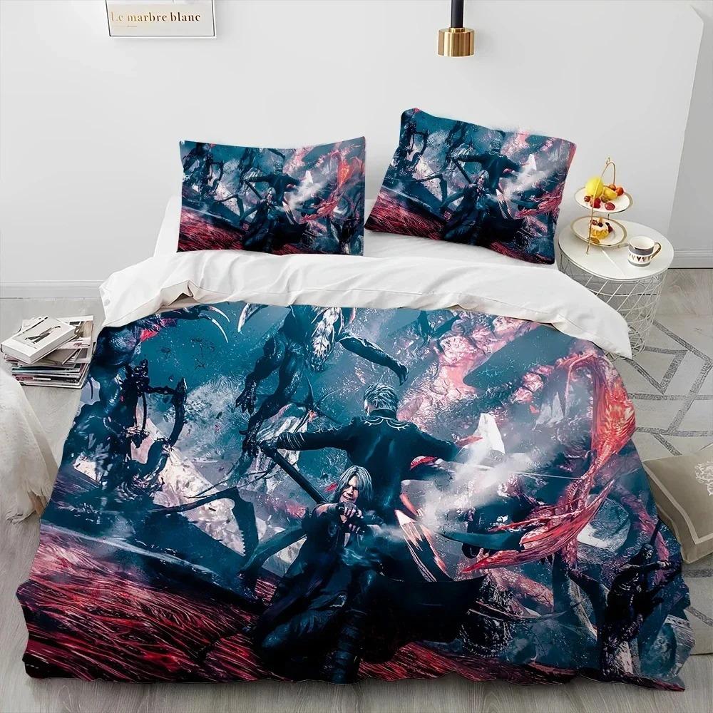Game D-Devil May Cry DMC Gamer Bedding Set Duvet Cover Bed Set Quilt Cover Pillowcase Comforter King Queen Size Boys Adult