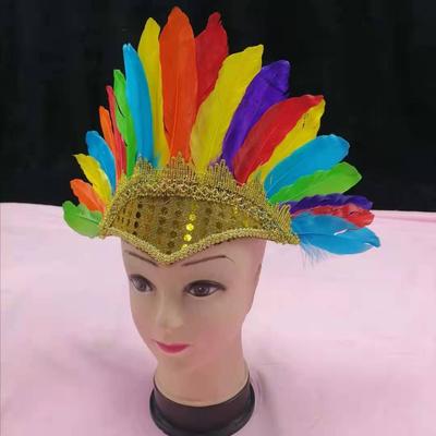 Colorful Feather Headdress New Head-mounted Feather Colored Headwear Adjustable Chief Headdress Fancy Dress Party