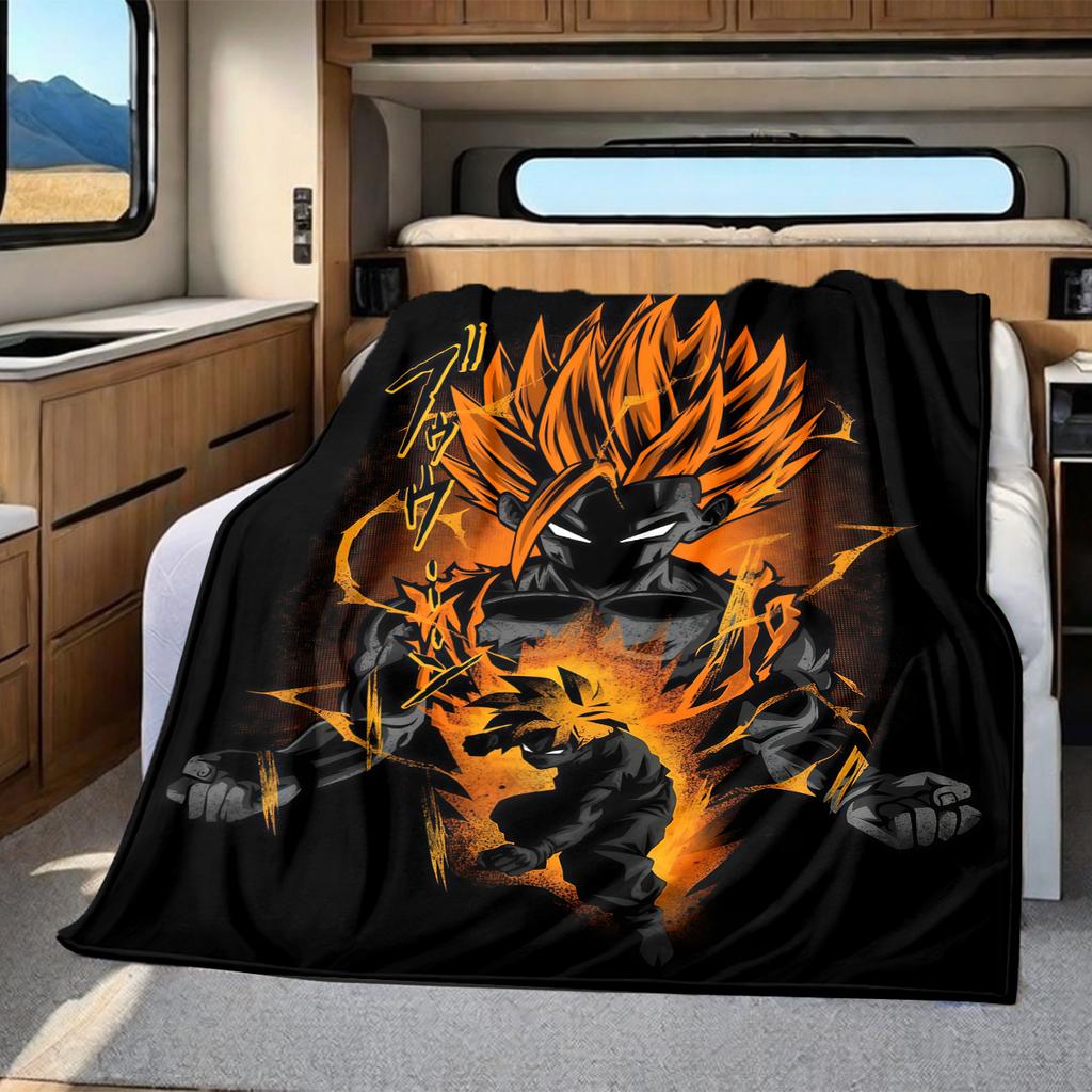 1pz Coperta in Flanella con Stampa Dragon Ball Super, Alta Qualità per Tutte le Stagioni, Decorazione per la Casa, Calore e Comfort, Perfetta per Regali di Natale