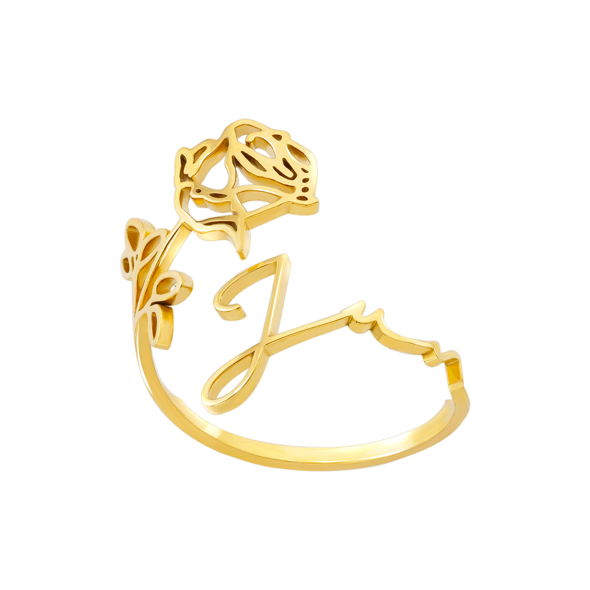

12 Birth Months Flower Stainless Steel Rings for Women Vintage Gold Plated Adjustable Finger Ring Wedding Jewelry Birthday Gift resizable