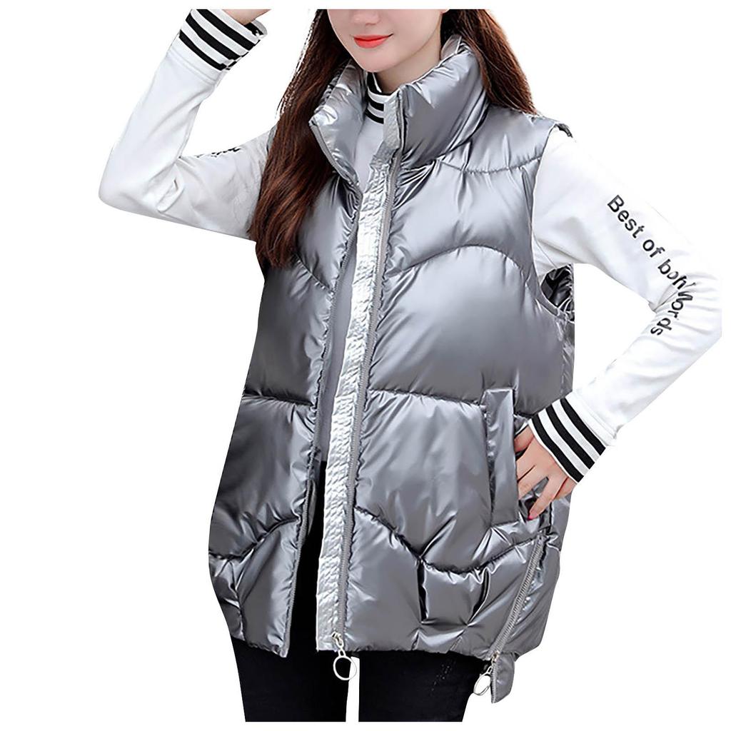 Women's Short Standing Collar Thickened Down Cotton Undershirt Undershirt Shiny Horse Clip Jacket