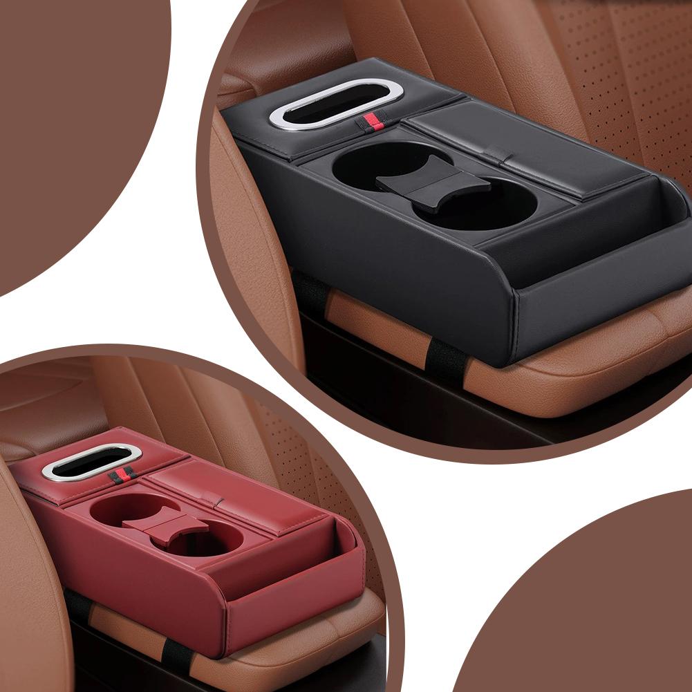 1pcs Car Center Armrest Storage Box Console Organizer With Build In Tissue Dispenser Cup Holders Non Slip Phone Tray Accessories