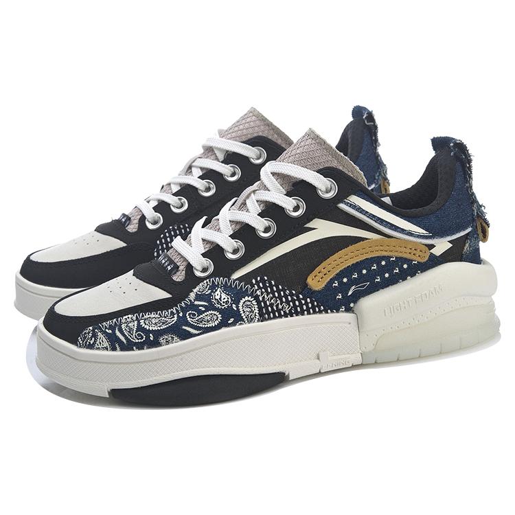 Li Ning Wave, Zen Low Top Skateboard Shoes Women's Gray Black Blue AGCR214-1
