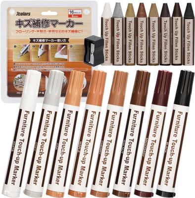 7 Farben Kratzerreparatur Kratzerreparatur Reparaturstifte für Holzreparatur Kratzer Abdecken Füller Spitzer 8er Set Marker, Kit, Bodenbelag, Möbel,