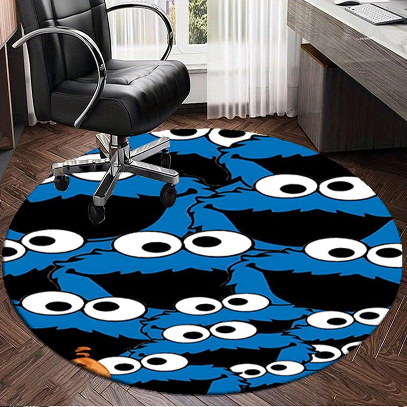 1PC Elmo And Cookie Sesame Friends Round Rug, Non-slip Chair Mat, Home Decor, Circle Carpet Perfect for Office, Bedroom, Living Room,Christmas Gift