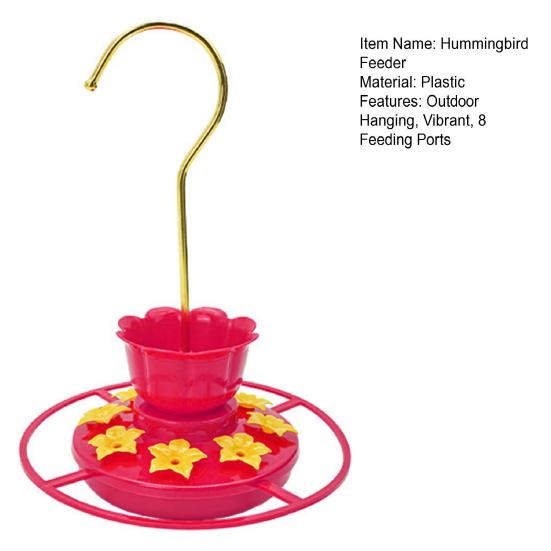 Hummingbird Feeders for Outdoors Hanging Plastic Hummingbird Feeder with 8 Feeding Ports And Perch for Outside Yard Garden Decor