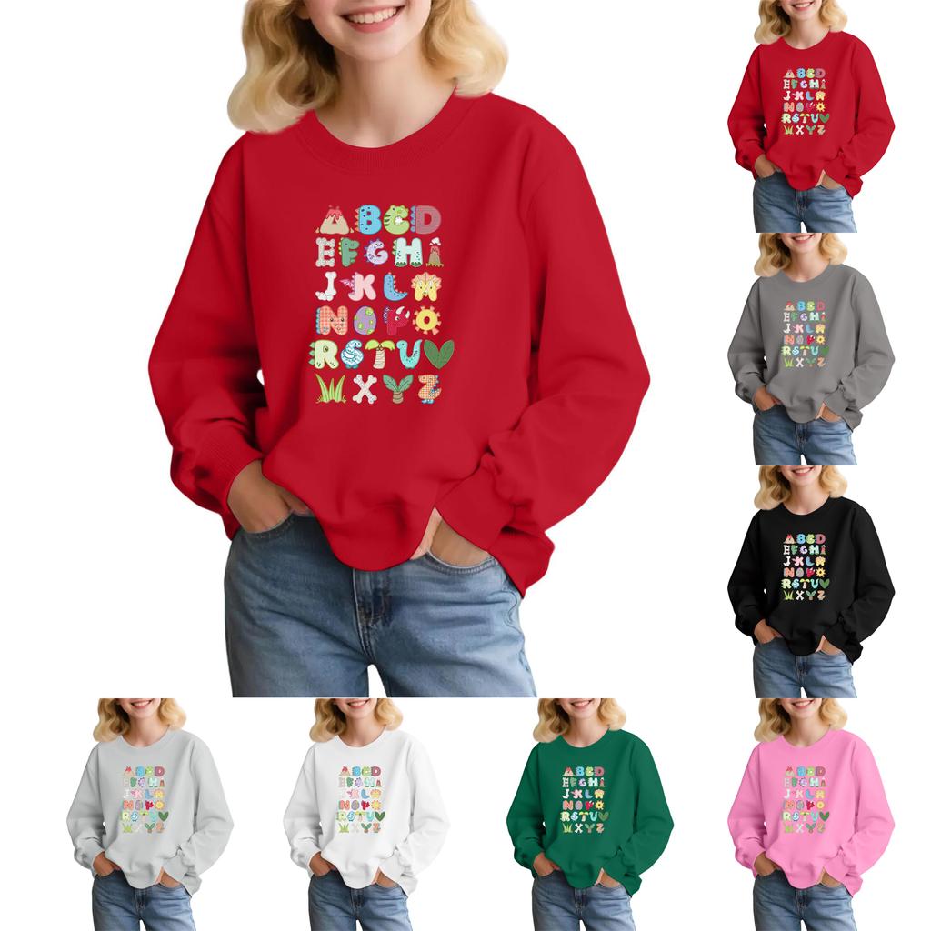 Kids' Fashion Loose-Fit Casual Long-Sleeve Christmas Print Oversized Crewneck Sweatshirt