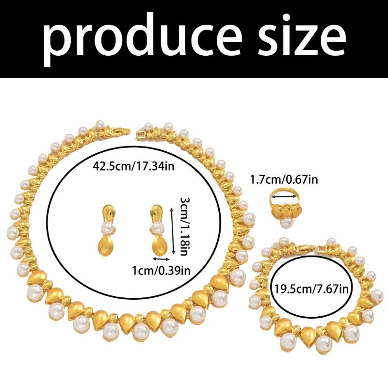 Fashionable Pearls And Metal Jewelry Collection Four Pieces Set Portable Designs Ornament for Multiple Occasions