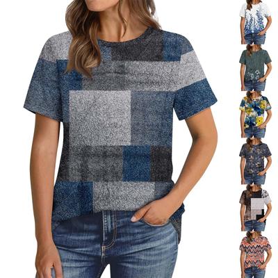 Women's Fashion Casual Short Sleeve Solid Color Tops Pleated Fashion Clothing T-shirt
